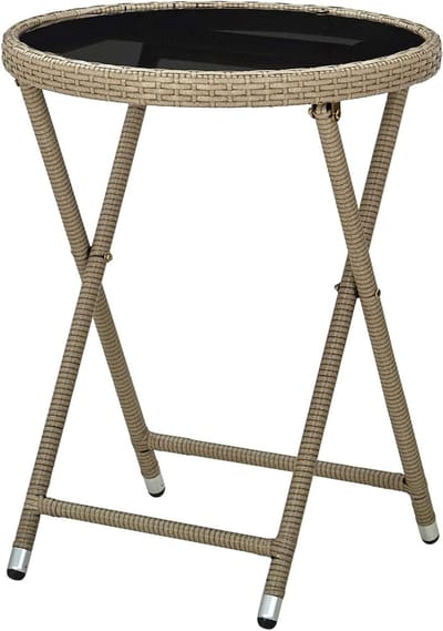 Koffietafel Rond - Buitenmeubel - Buiten Genieten - Inklapbaar - 60 cm - Beige