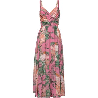 PINKO Bruce Abito Georgette Stampa W Mult. Pink/green Size: 38 | Midi Dresses Outlet | Dames | Roze