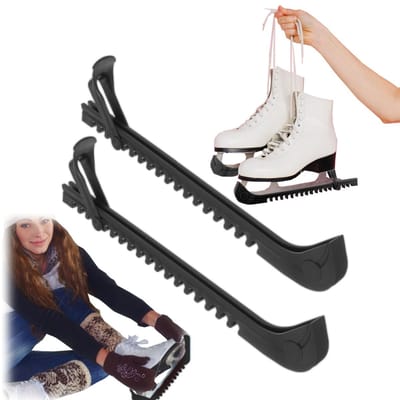 1 paar schaatsbeschermers - schaats zoolbeschermers - antislipmat voor ijsschaatsen - ijsschaatsen accessoires - verstelbare schaatshoezen - unisex - voor ijssporten, ijshockey, kunstschaatsen (zwart - 35cm)