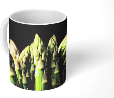 Mok - Koffiemok - Asperges - Groen - Zwart - Mokken - 350 ML - Beker - Koffiemokken - Theemok