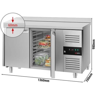 GGM Gastro Kühltisch ECO - 1360x700mm - mit 2 Türen - mit Aufkantung