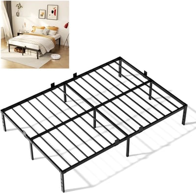 KUTAS Tweepersoonsbed 140x190 cm - Heavy Duty Metalen Bedframe - Met Lattenbodem en 32 cm Opbergruimte - Voor 2 personen - Draagkracht 480 kg
