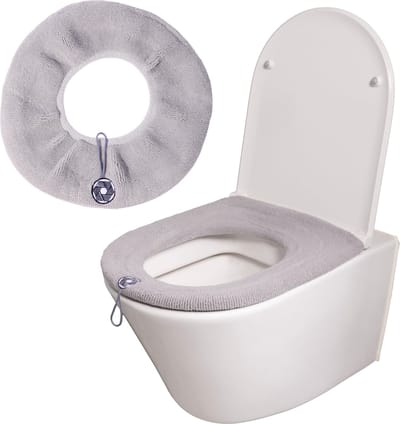 Warme Toiletbril hoes Grijs - 2 Stuks - Universele pasvorm - Wc hoes - Toiletbril - Wc bril hoes - wc bril hoes wasbaar - Premium dikke stof - toiletbrilhoes