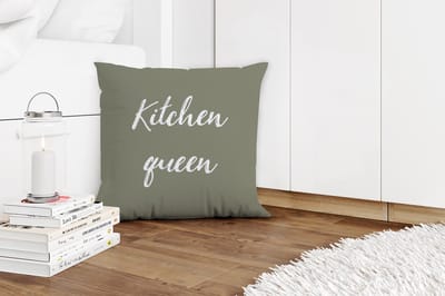 Sierkussens - Kussentjes Woonkamer - 45x45 cm - Spreuken - Vrouwen - Kitchen queen - Quotes
