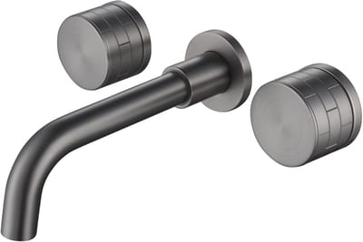 Hudor - Wastafelkraan Zwart Gun Black Messing - Wandmengkraan 3-Gats - Pernesse Collectie 052 - Fonteinkraan Wastafelmengkraan - UPC Gecertificeerd
