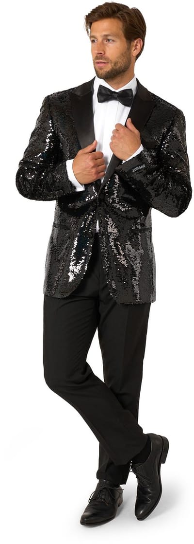 OppoSuits Starblazing Sequins Tuxedo - Mannen Pak - Heren Kostuum - Glitter Tuxedo - Zwart - Maat EU46
