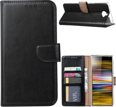 Bookcase Geschikt voor: Sony Xperia 10 Plus - Zwart - portemonee hoesje
