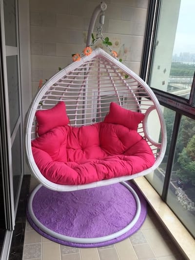 Hangmat Kussen - Schommelstoel Mat - Buiten Ontspannen - Ruim Dubbel Design - 140x110cm - Roze