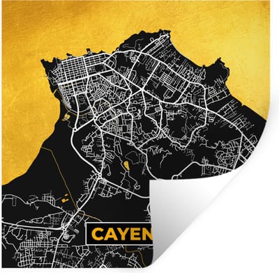 Muurstickers - Sticker Folie - Stadskaart – Plattegrond – Kaart – Frankrijk - Cayenne - 100x100 cm - Plakfolie - Muurstickers Kinderkamer - Zelfklevend Behang XXL - Zelfklevend behangpapier - Stickerfolie