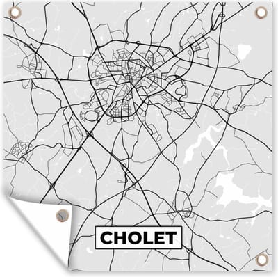 Tuin poster Plattegrond - Kaart - Stadskaart - Frankrijk - Cholet - 200x200 cm - Tuindoek