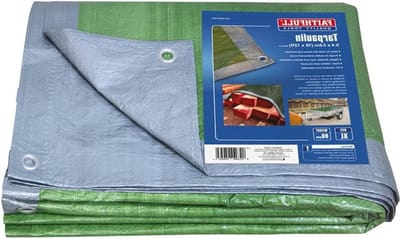 Waterdicht zeildoek 54 x 36 m (55 x 37 m) groen-zilver - FAITARP1812