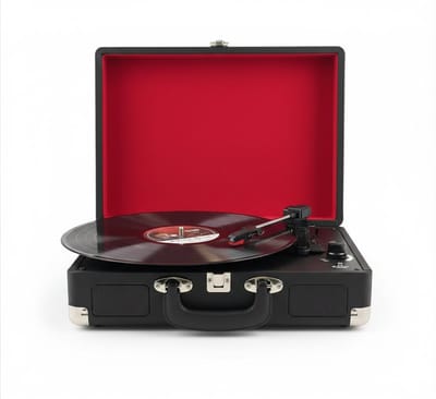 KAD® Retro Platenspeler met Bluetooth & Ingebouwde Speakers - 3 Snelheden - LP Speler met Koffer Design - Zwart - 16cm x 39cm x 16cm