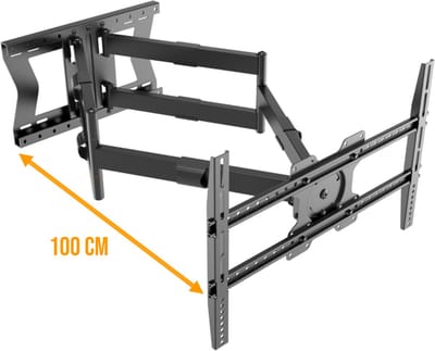 Nanook TV-beugel met dubbele lange arm tot 100 cm - Draaibaar/Kantelbaar - 42-85 inch - Max. 80 kg - VESA 100x100 t/m 600x400 - Dubbele arm
