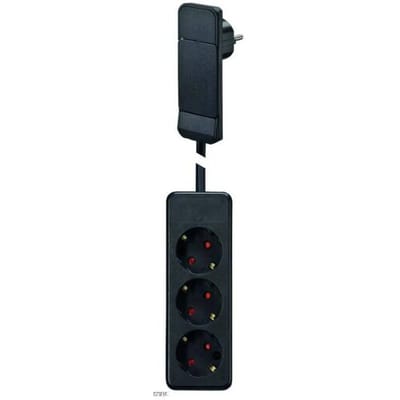BACHMANN SmartPlug platte stekker, met 3x geaard stopcontact, zwart, 1,6 m