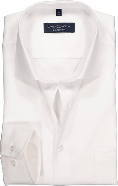 CASA MODA comfort fit overhemd - mouwlengte 72 cm - wit twill - Strijkvrij - Boordmaat: 40 (EU maat: M)