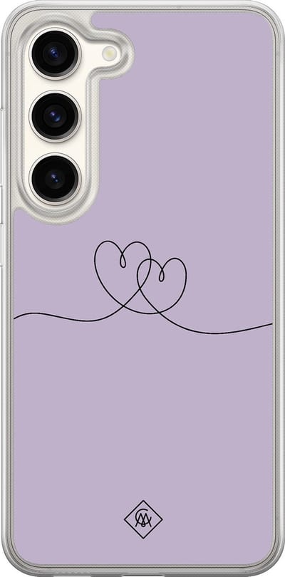 Casimoda® hoesje - Geschikt voor Samsung Galaxy S23 - Hart Lila - 2-in-1 case - Schokbestendig - Illustratie - Verhoogde randen - Paars, Transparant