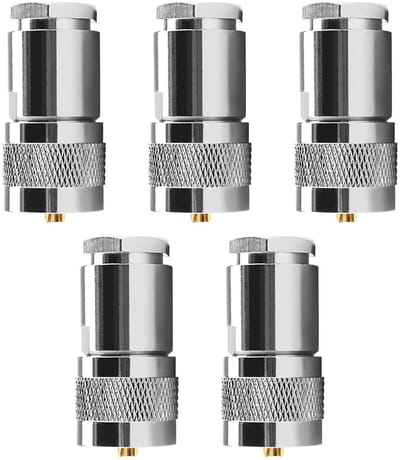 5-delige coaxiale adapterset voor 7D-FB, Ecoflex 10, RG213, RG214 en LMR400 kabels, ideaal voor antenneverbindingen en signaaloverdracht