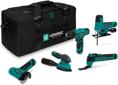 Gereedschapsset 5-in-1 - Multifunctioneel gereedschap - Klussen en repareren - Vijf apparaten één accu - 12 Volt