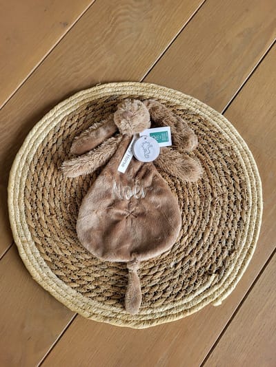 Happy Horse knuffeldoekje Rabbit Richie met geborduurde naam - konijn - kleur Clay - gepersonaliseerd