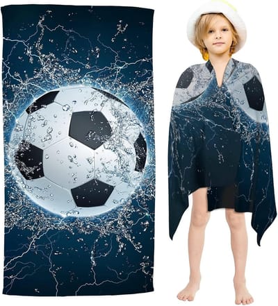 Voetbal Strandlaken - Zwemhanddoek - Strand Dag - Sneldrogend Zandvrij - 75 x 150 cm - Blauw