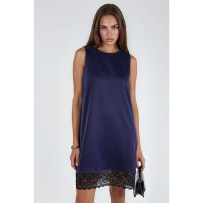 Satin Mini-jurk met Kantdetails