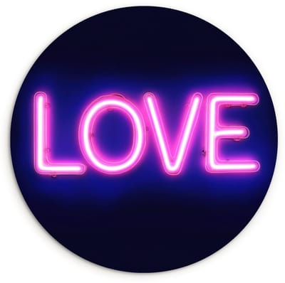 WallCircle® Wandcirkel 120x120 cm - Muurcirkel Neon - Love - Valentijn - Muurdecoratie woonkamer - Wanddecoratie slaapkamer - Kamer decoratie accessoires - Ronde schilderijen XXL