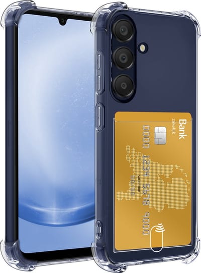 Hoesje - Geschikt voor Samsung Galaxy A25 - Met Pashouder en Kaarthouder - Telefoon Hoes Shockproof - Siliconen Case - Shock Proof - Back Cover - Pasjes Houder - Telefoonhoes - Transparant