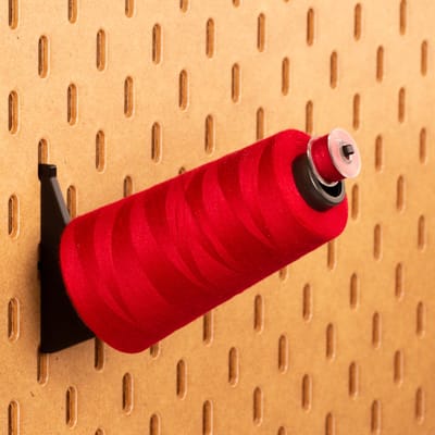 4-Pack Lockgaren houder tot 3000m - Long - Zwart - Printboard - Past op Ikea Skadis pegboards