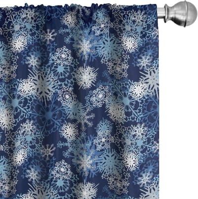 ABAKUHAUS Winter Gordijnen – 2x75x245 cm – bleekblauw/donkerblauw