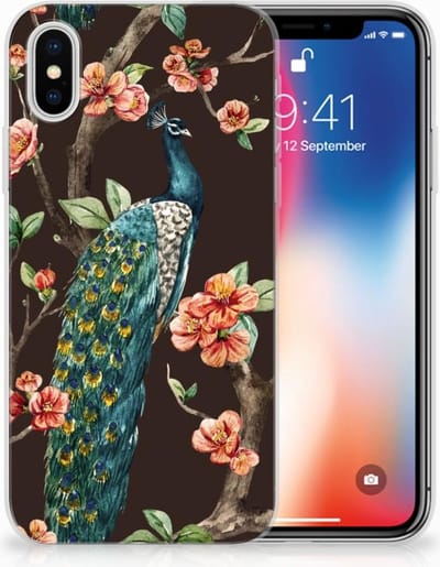 Apple iPhone X | Xs TPU Hoesje Pauw met Bloemen