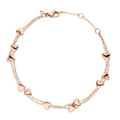 Victorious Dames Armband Rose Goud – Rosegouden Hartjes – 13.5 t/m 18cm