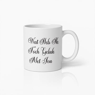 Wat Heb Ik Toch Geluk Met Jou" Elegante Koffiemok – Perfect Cadeau voor Geliefden
