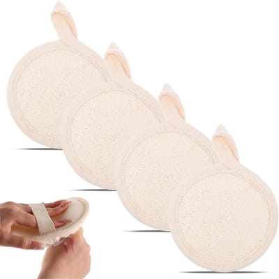 Natuurlijke loofah pads voor het lichaam, exfoliatie en make-up sponsjes, 4 stuks voor een gezonde huid