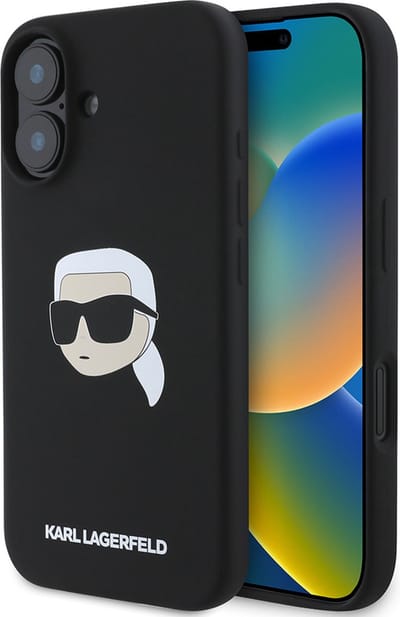 Karl Lagerfeld Backcase hoesje geschikt voor iPhone 16 - Effen Zwart - Silicone