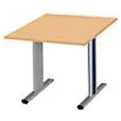 Schäfer Shop  Select Vergadertafel Planova, Aanbouwtafel, 1000 x 1000 mm, beukenpatroon, accentlijst gentiaanblauw