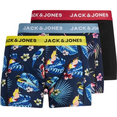 Jack & Jones Boxershorts heren trunks jacflower bird print 3-pack