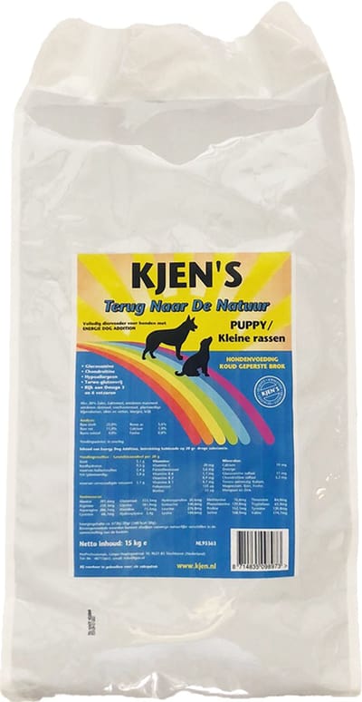 Kjen's geperst hondenvoer Puppy/Kleine rassen Zalm 15 kg - Hond