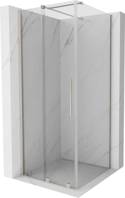 Mexen Velar schuifdouchecabine 90 x 90 , transparant, geborsteld nikkel - 871-090-090-01-97