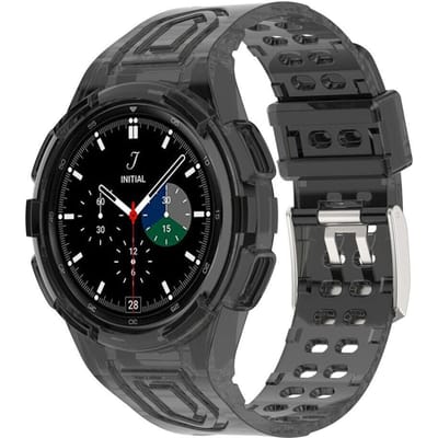 Samsung Galaxy Watch 4 Classic 46mm siliconen bandje met frame (transparant zwart)