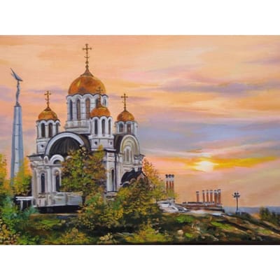 Peinture de diamant d'église chrétienne orthodoxe, broderie de paysage de Religion, décoration de maison 20X30CM gray