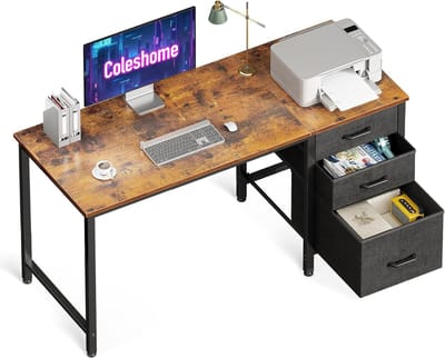 Bureau met 3 Opberglades en Hoofdtelefoonhouder, 120x48cm Ombouwbaar PC-Bureau voor Thuiswerken