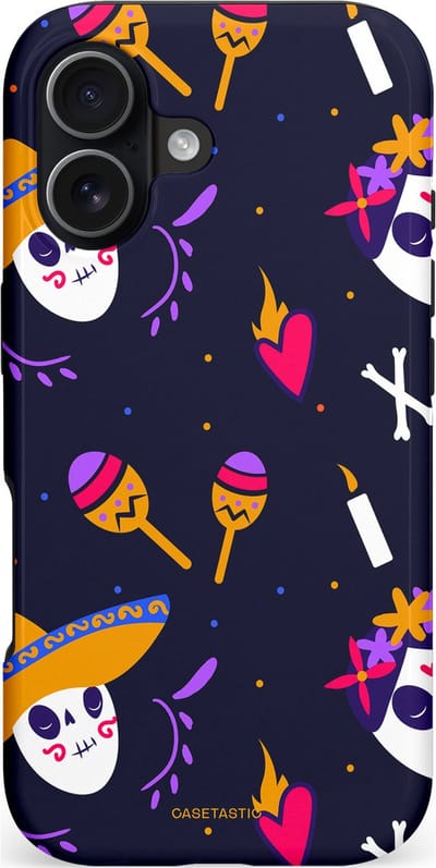 Casetastic hoesje geschikt voor Apple iPhone 17 - MagSafe - Dubbellaagse bescherming - Muertos fiësta - Fashion Case - Donkerblauw