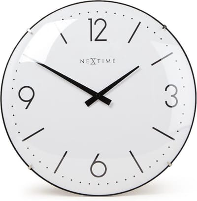 NeXtime Basic Dome – Wandklok – 35 cm – Bol Glas – Wit