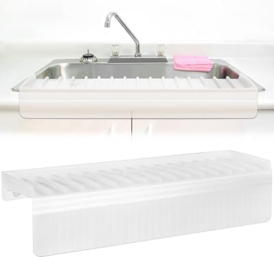 Dailygoody - Siliconen Sink Edge Protector - Spatscherm voor Gootsteen - Zwart - Voorkomt Water Spetteren - Geschikt voor Keuken en Badkamer - 35,2 x .