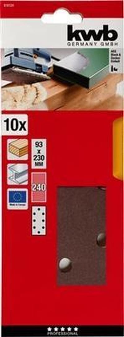 KWB schuurstrook 93 x 230 mm - Korrel 240 - 818124 - 10 stuks