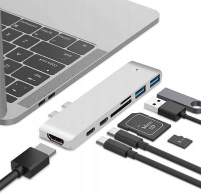 7-in-1 USB-C Hub Adapter: HDMI, PD, SD, 2x USB 3.0 voor MacBook