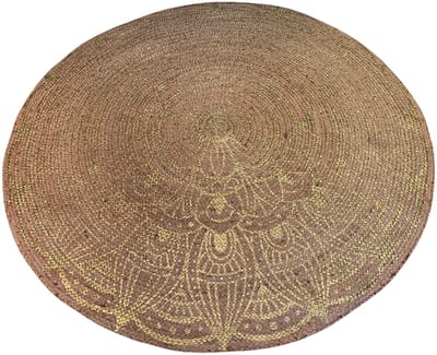Rocaflor - Vloerkleed - Jute - Gevlochten - Rond - 120 cm - Goud - Mandala - Print
