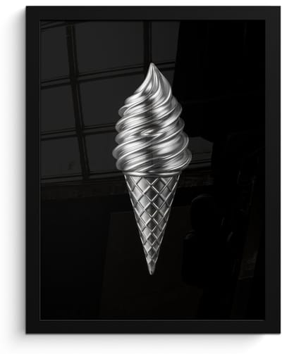 Poster in lijst - Fotolijst 30x40 cm - Posters - Softijs - Realistisch - Futuristisch - Posterlijst zwart - Decoratie - Wanddecoratie woonkamer - Muurdecoratie slaapkamer