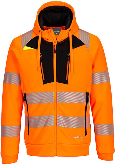 Portwest DX4 Hi-Vis Hoodie met rits DX484 - Oranje/Zwart - 5XL