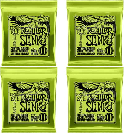 Ernie Ball 2221 Regular Slinky Snaren bundel van 4 sets